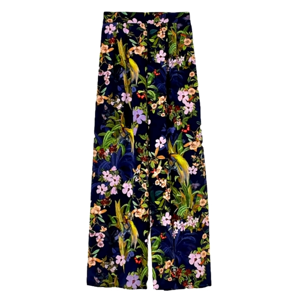 H&M Wide Leg Tropical Print Pants Size 4